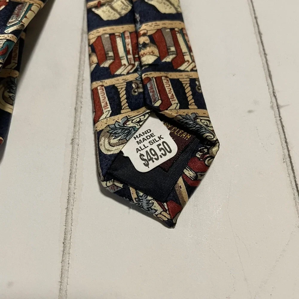 Museum Artifacts Silk Necktie Books Library Teacher History‎ Librarian Tie